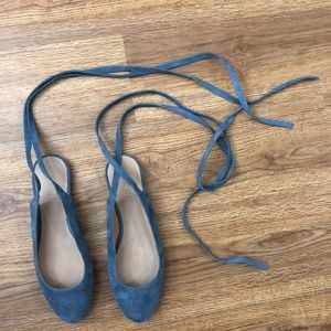 Madewell Ankle Wrap Flats Blue